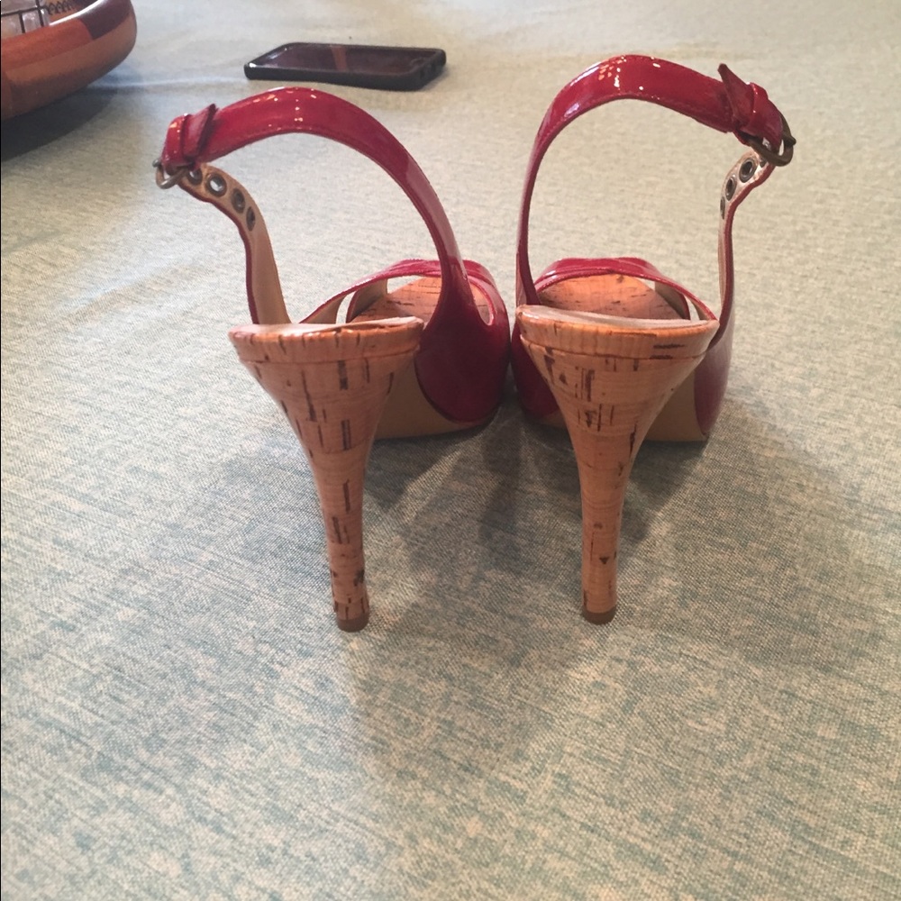 Guess, size 6 red patent leather sling back heels. - Picture 3 of 5